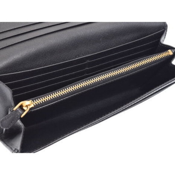 Prada zipper long wallet ribbon motif Saffiano black pass case - Picture 7 of 12